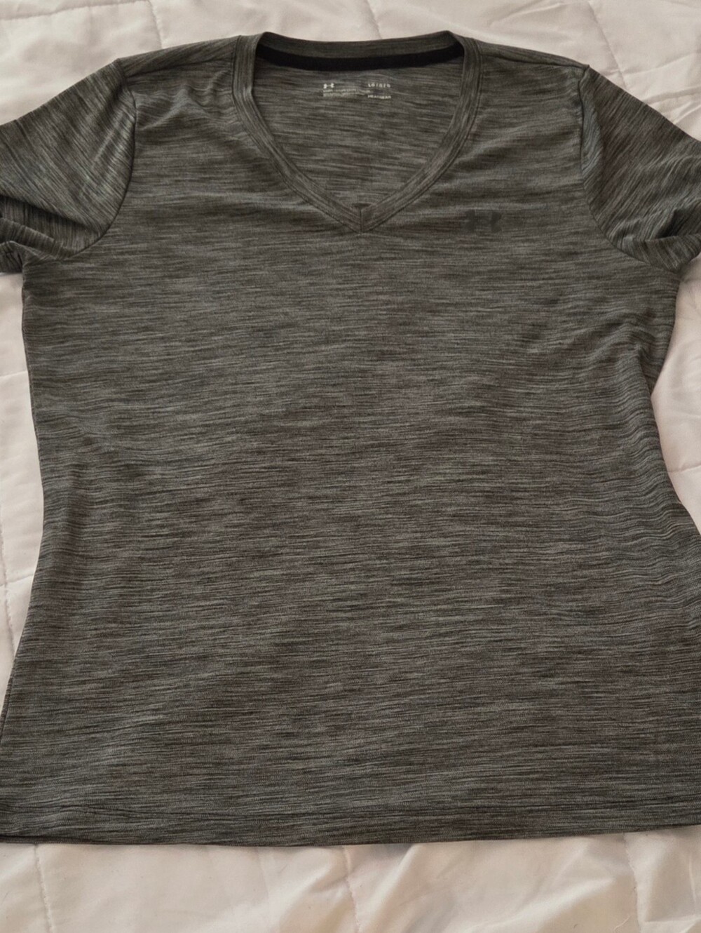 Under Armour Women’s Heather Charcoal V‑Neck Performance Tee